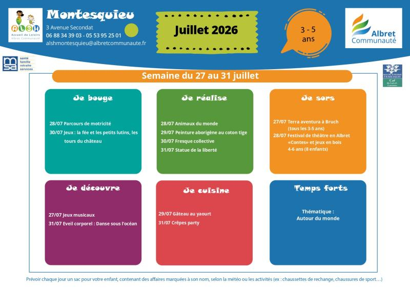ALSH montesquieu planning vacances 27 31 juillet 3 5 ans