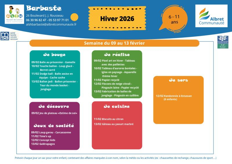 ALSH BARBASTE programme 6 11 ans 9 13 fevrier vacances hiver 20260107 IMAGE