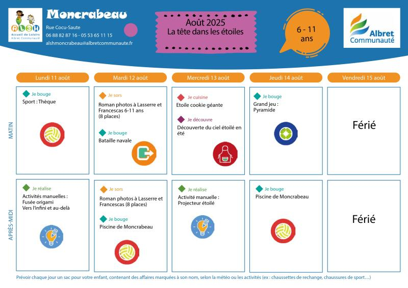 ALSH MONCRABEAU 6 11 ans programme 11 au 15 aout 20250801 IMAGE