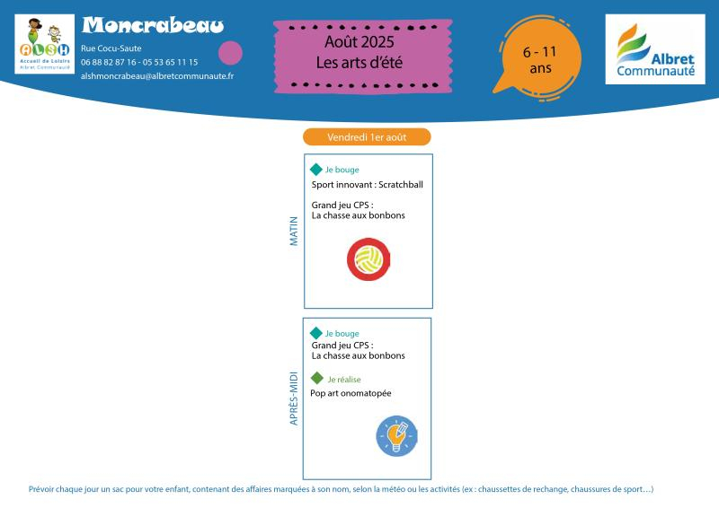 ALSH MONCRABEAU 6 11 ans programme 1 aout 20250801 IMAGE