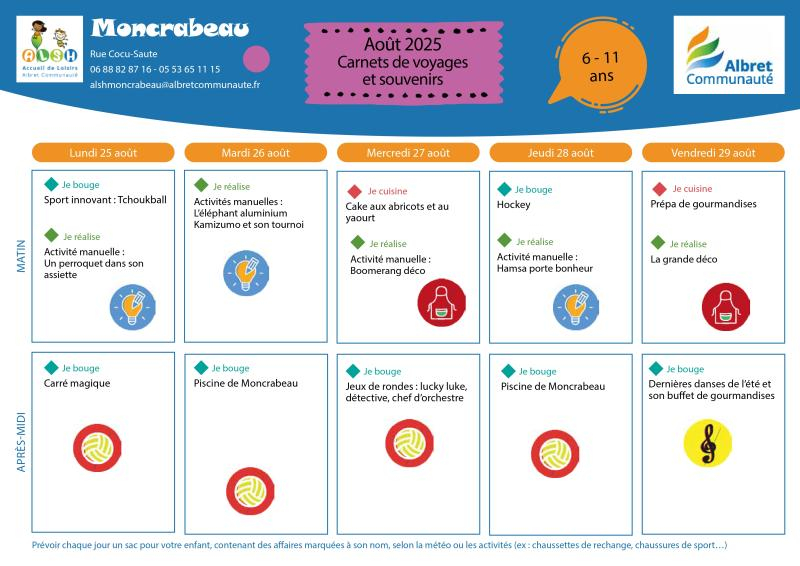 ALSH MONCRABEAU 6 11 ans programme 25 au 29 aout 20250801 IMAGE