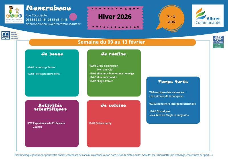ALSH MONCRABEAU programme 3 5 ans 9 13 fevrier vacances hiver 20260107 IMAGE