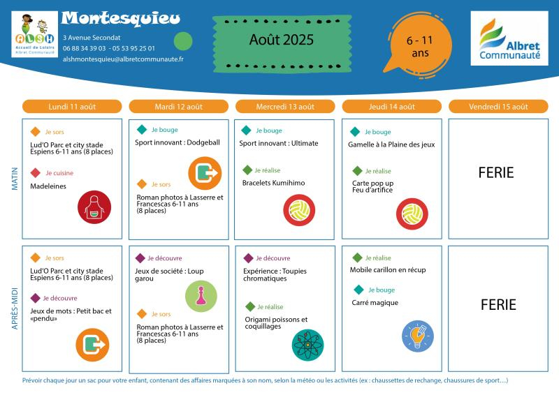 ALSH MONTESQUIEU 6 11 ans programme 11 au 15 aout 20250801 IMAGE