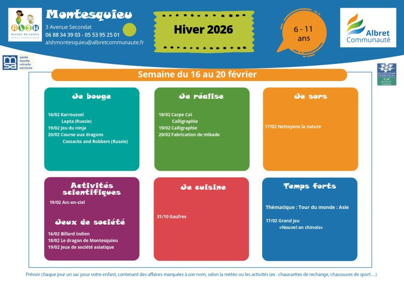 ALSH MONTESQUIEU programme 6 11 ans 16 20 fevrier vacances hiver 20260107 IMAGE