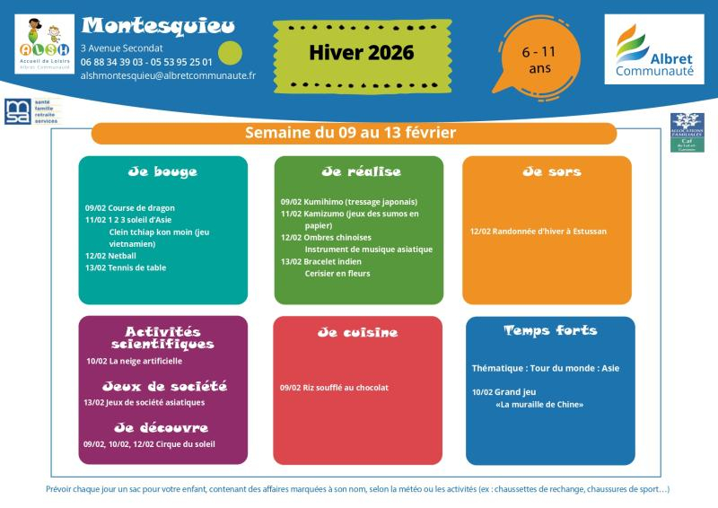 ALSH MONTESQUIEU programme 6 11 ans 9 13 fevrier vacances hiver 20260107 IMAGE