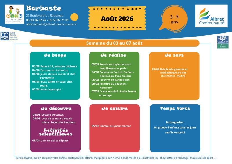 ALSH barbaste planning vacances 03 07 aout 3 5 ans