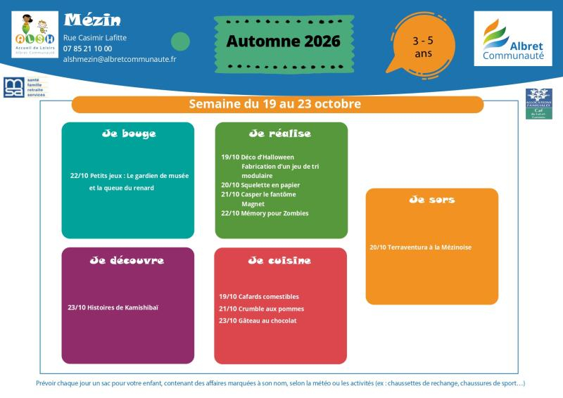 ALSH mezin planning vacances 19 23 octobre 3 5 ans