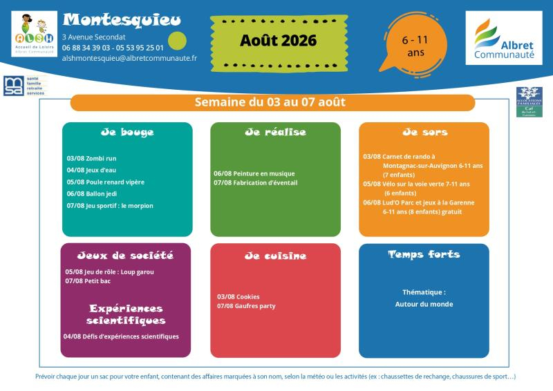 ALSH montesquieu planning vacances 03 07 aout 6 11 ans