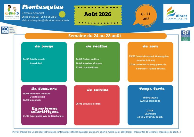 ALSH montesquieu planning vacances 24 28 aout 6 11 ans