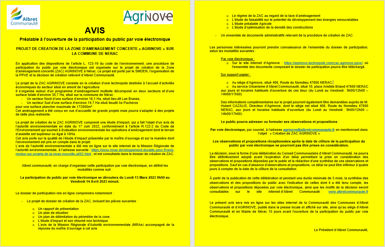 avis ppve agrinove